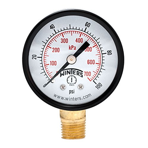 Winters Pressure Gauge,2" Dial Size,Black PEM202