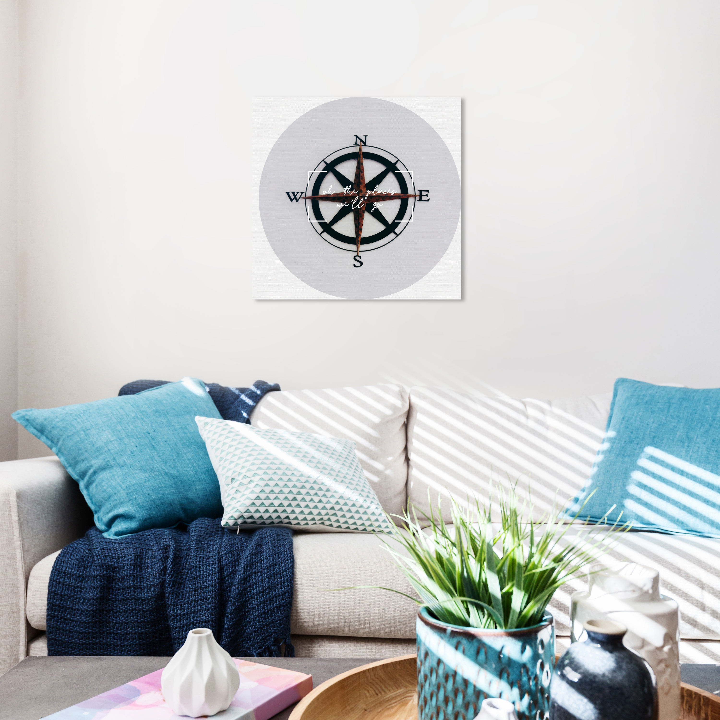 Wynwood Studio Prints Compass Nautical and Coastal Nautical Terms Wall Art Canvas Print White 20x20