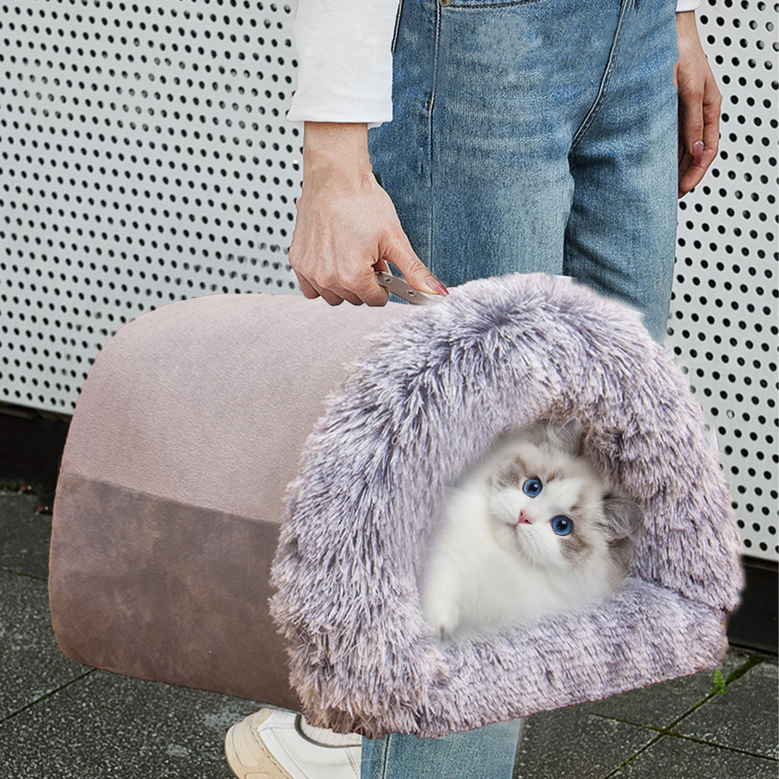 LACKUST Indoor Foldable Dog House,Dog bed for Indoor Clearance,Warm Cat House and Cushioned Puppy Cave for Small to Large Dogs and Cats,Gray