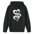 thumbnail image 3 of Eltusu Girls Valentines Hoodies, Long Sleeve Fashion Heart Graphic Loose Fit Pullover Sweatshirts Black Size 5-6 T, 3 of 4