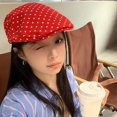 thumbnail image 4 of Slccxzc Retro Polka Dot Newsboy Cap, Vintage Flat Beret Ivy Hat for Daily Wear, 4 of 7