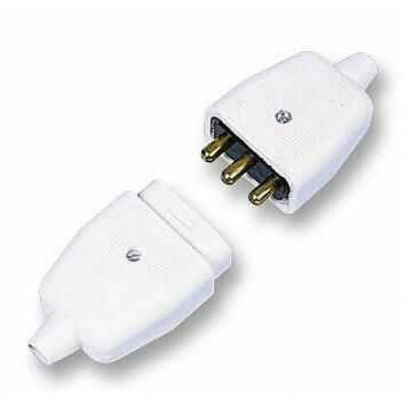 PERMAPLUG - 10A Rewireable 3-Pin Plug & Socket In-Line Power Connector, White