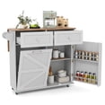 thumbnail image 1 of Costway Rolling Kitchen Island Kitchen Island Cart with Drop Leaf Trash Can Cabinet Gray, 1 of 10