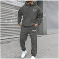 thumbnail image 2 of BXINGOHAI Men's 2 Piece Outfits Hoodie Sweatshirt Tracksuit Joggers Sweatpants Sweatsuit Set Dark Gray S, 2 of 6