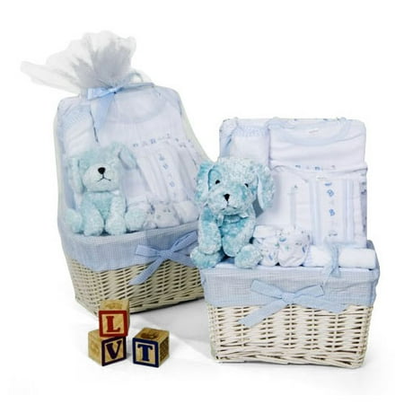 Puppy Sailor Boy New Baby Gift Basket, Blue