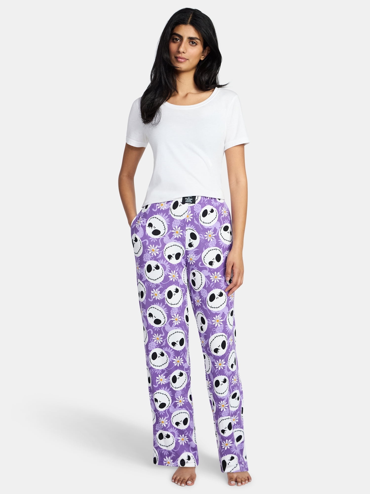 Nightmare Before Christmas Women’s Hacci Knit Wide Leg Sleep Pants, Sizes XS-3X
