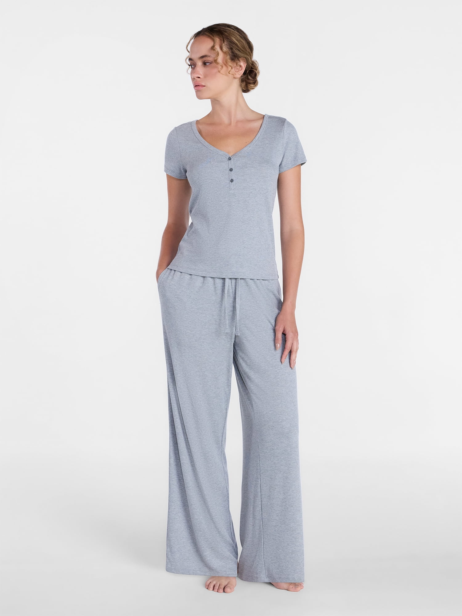 Joyspun Women’s Modal Blend Ribbed Sleep Pants, 29'' Inseam, Sizes XS-3X