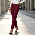 thumbnail image 3 of Ninixx Womens Straight Leg Business Casual Slacks Elastic Waist Dressy Trousers with Pockets Work Office Outfits for Daily Wear, 3 of 5