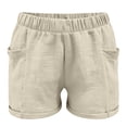thumbnail image 5 of FASHOFT Boy's Linen Shorts Summer Pull-on Lightweight Elastic Waist Casual Beach Shorts Beige 8-9 Years, 5 of 5