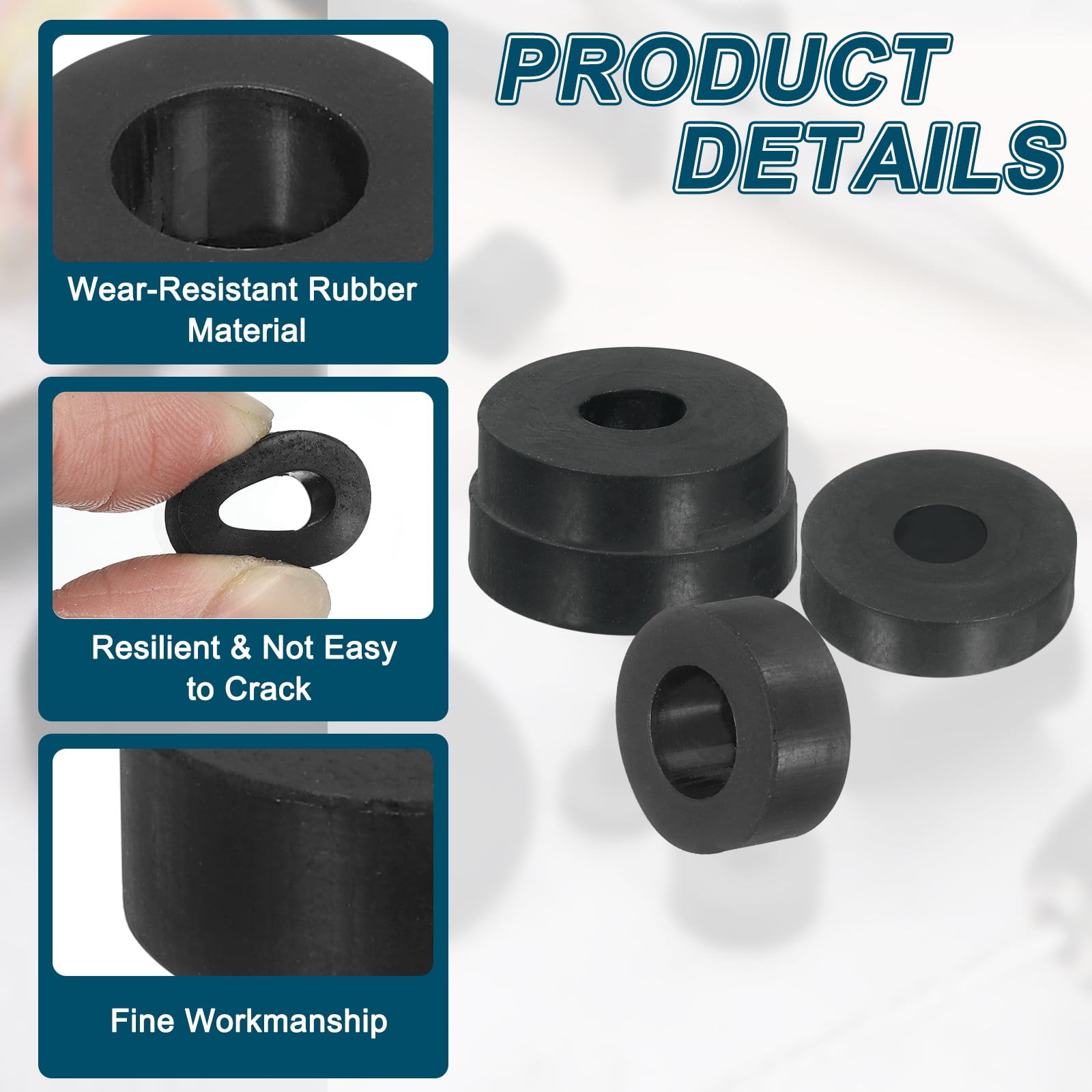 4Pack Thick Rubber Spacer, 3-15/16 Inch OD x 9/16 Inch ID x 3/8 Inch Thickness
