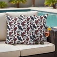 thumbnail image 4 of White Skull Halloween Outdoor Waterproof Pillow Covers, Red Roses Birds Vintage Decorative Square Throw Pillowcase Sofa Cushion Sham for Patio/Couch/Chair, 16"x16" 2 Pack, 4 of 8