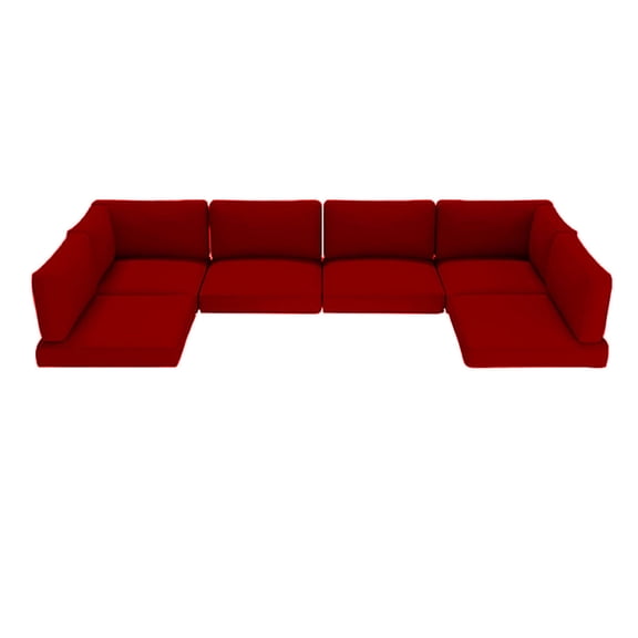 Outdoor Sectional Cushions, 6 Seat Patio Sectional Cushions, 4" Foam High-Density, Water-Resistant Patio Sofa Cushions Replacement Set（Red）
