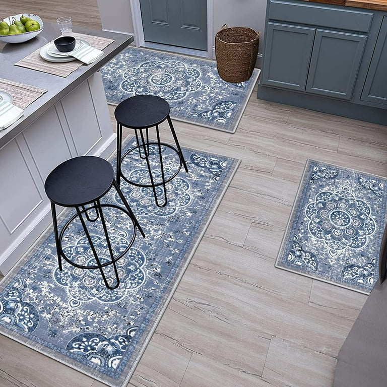 Non Skid Washable Kitchen Floor Mat Set of 2  Kitchen mats floor, Gray kitchen  rugs, Kitchen rugs and mats