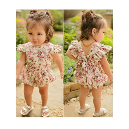 

HUJUKULUDUSU Newborn Infant Baby Girl Bodysuit Floral Romper Jumpsuit Outfit Playsuit
