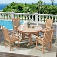 thumbnail image 4 of WestinTrends Malibu Patio Dining Table, All Weather Poly Lumber Adirondack 47" Trestle Round Outdoor Table with Umbrella Hole, Teak, 4 of 7