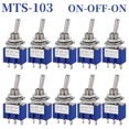 thumbnail image 1 of 10PCS MTS-102 103 202 203 3Pins 6 Pins Mini Toggle Switch For Switching Lamp Light ON-OFF-ON /ON-ON Switch 6A 125VAC, 1 of 5