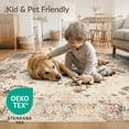 thumbnail image 4 of ODIKA Throw Tan Vintage Distressed Faded Boho Scroll Border Entryway Pet Friendly & Kids Safe Play for Playroom, Bedroom, Reading Nook, 4 of 7