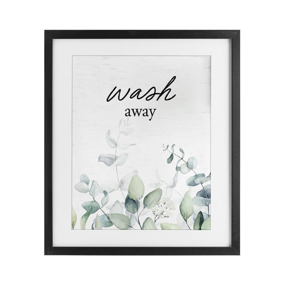 Wash Away Eucalyptus Black Framed Print Under Glass, design by Lettered and Lined