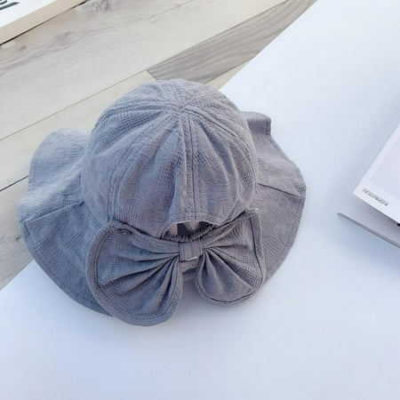 

Clearance!Toddle Girl Cotton Wide Brim Sun Hats UPF50+ UV Packable Beach Hat Summer Bucket Cap for Travel Kids Bowknot Straw Beach Hat