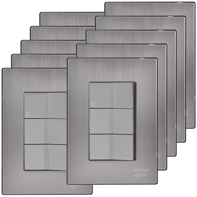 Placas con Apagadores Escalera Inoxium3ESilver 10Pzas Apagador Escalerax3 125-250VCA 10A 50/60Hz Plateado Acero Inoxidab
