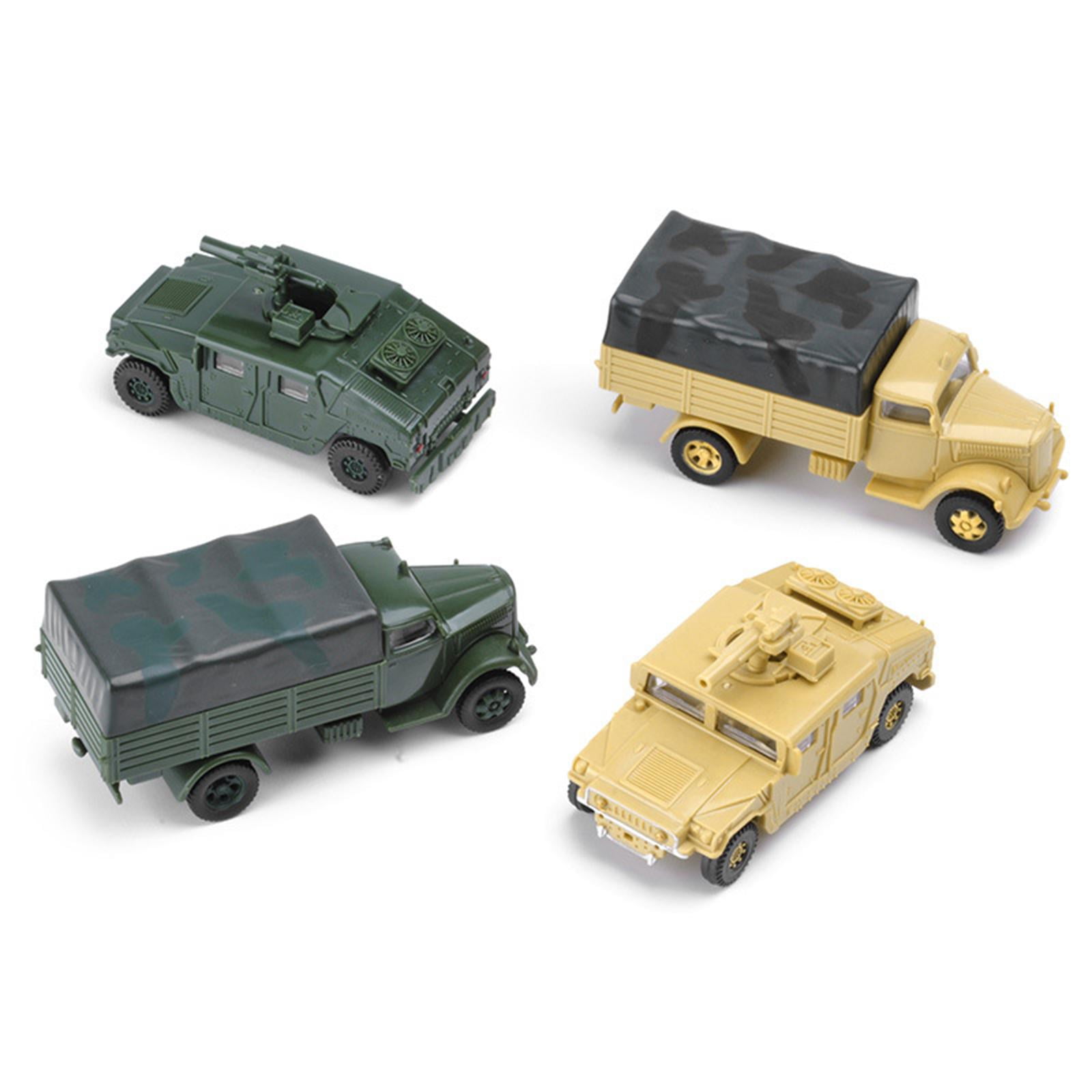 JWQFBC Set of 4 1/72 4D Assemble Truck Micro Landscape Building Kit Educational Toy Sand Table Toy Vehicle Model Toy Plastic