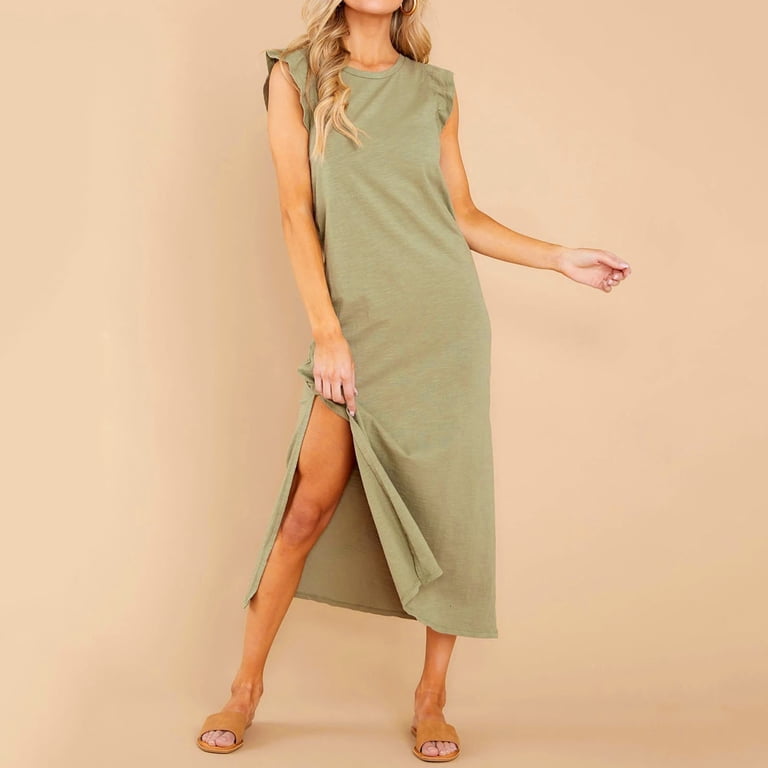 Aayomet Dresses For Women 2023 Casual Casual Fashion Style European And  American Summer Style A Line Trousers Knitted Dress With,Green M
