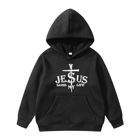 Tisuna Hoodie For Girls Boys Child Letter Print Long Sleeve Hooded Tops Comfortable Casual Kids Loose Fit Hoodies Sweatshirt Size 2-3 Years Black