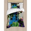 thumbnail image 3 of Rustic Duvet Cover Set King Size, Charm of Old Door with Overgrown Exotic Flower Petals and Palm Leaves Scene Artwork Print, Decorative 3 Piece Bedding Set with 2 Pillow Shams, Multi, by Ambesonne, 3 of 3