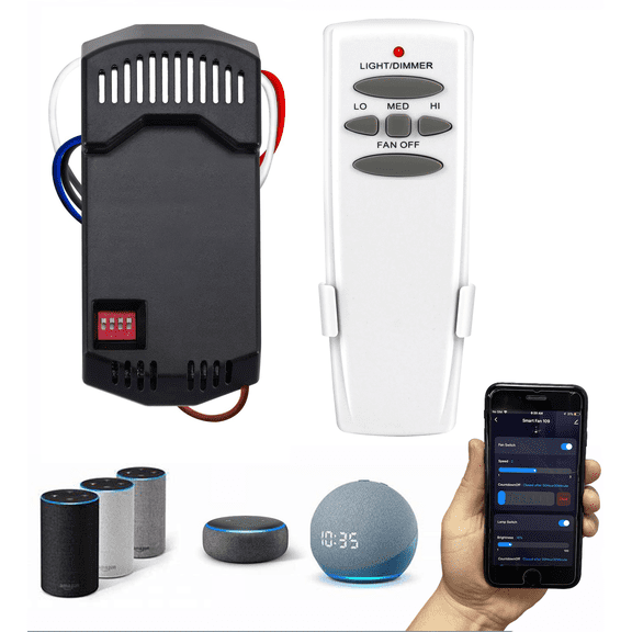 R28HD5 WIFI Universal Smart WiFi Ceiling Fan Remote Control Kit, Compatible with Alexa, Google Assistant and Smart Life, No Hub Required DIMMER