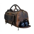thumbnail image 5 of 24 Inch Genuine Leather Duffel Travel Overnight Weekend Leather Bag Sports Gym Duffel for Men, 5 of 6