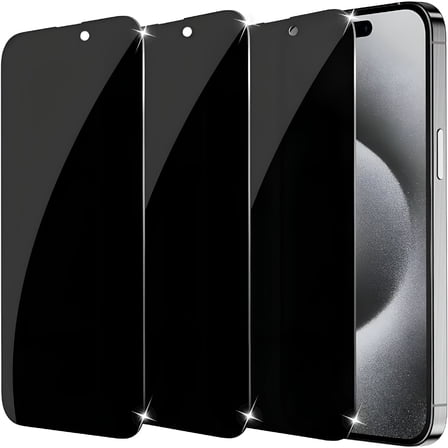 GJX [3 Pack] Privacy Screen Protectors for iPhone 15/15 Pro, Anti Spy Private Tempered Glass Film