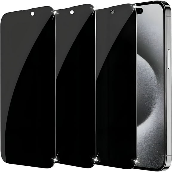 GJX [3 Pack] Privacy Screen Protectors for iPhone 15/15 Pro, Anti Spy Private Tempered Glass Film