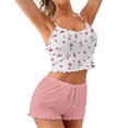 thumbnail image 2 of Xaqiouau Women Floral Cami Pajama Set Ribbed Tank Top and Shorts 2 Piece Lounge Sleepwear Casual Summer Outfit, 2 of 8