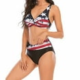 thumbnail image 5 of Two Piece Swimsuits for Women American Flag Print Swimsuit Criss Cross Lacce Up Swimsuit Front Twist High Waist Bikini, 5 of 7