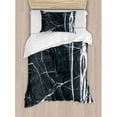 thumbnail image 3 of Marble Duvet Cover Set Queen Size, Grunge Natural Gemstone Nostalgic Marbling Architecture Culture Design, Decorative 3 Piece Bedding Set with 2 Pillow Shams, Charcoal Grey White, by Ambesonne, 3 of 3
