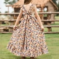 thumbnail image 6 of YunPes Girls Floral Dress Flutter Sleeve Crochet Eyelet Tops High-Low Ruffle Trim Boho Flowy Maxi Dress Summer Party Beach Outfits, 6 of 9