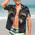 thumbnail image 7 of Logiee Tribal Style Raccoon Print Mens Hawaiian Shirts,Loose-Fit Short Sleeve Button Down Tropical Aloha Beach Shirt,Summer Vacation Wedding Tops,XX-Large, 7 of 7