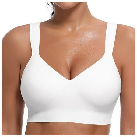 

UoCefik Womens Wirefree V Neck Sports Bra Push Up Bras Comfort Medium Suppor Yoga Bras for Women