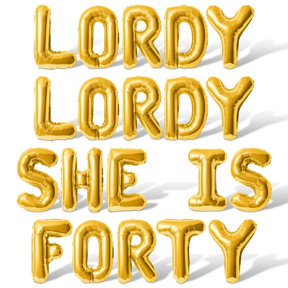 Letter Balloons - LORDY LORDY SHE IS FORTY 16" Inch Alphabet Letters Foil Mylar Balloon 40th Birthday Party Banner (Gold)