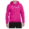 thumbnail image 2 of Blessed Inspirational Quote Heart Love Inspirational/Christian Unisex Graphic Hoodie Sweatshirt, Fuschia, Medium, 2 of 3