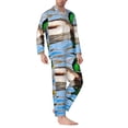thumbnail image 2 of Fotbe Mallard Duck Swimming In A River Pijama de Hombre con Estampado de Manga Larga, Conjunto de 2 Piezas, Ropa de Dormir Suave y Cómoda con Bolsillos-Medium, 2 of 7