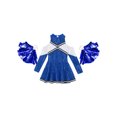 thumbnail image 3 of CHICTRY Girls Halloween Dress Up Costume Off-Shoulder Sequins Dress with Pompoms Carnival Party Cheerleading Outfit Royal Blue 16, 3 of 5