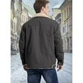 thumbnail image 5 of MANSDOUR Men's Winter Fleece lined Jacket Cotton Warm Sherpa Cargo Jackets Thermal Lapel Trucker Work Coat Dark Gray XXL, 5 of 7