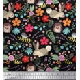 thumbnail image 1 of Soimoi Polyester Crepe Fabric Floral,Rabbit & Porcupine Cartoon Decor Fabric Printed Yard 42 Inch Wide, 1 of 3