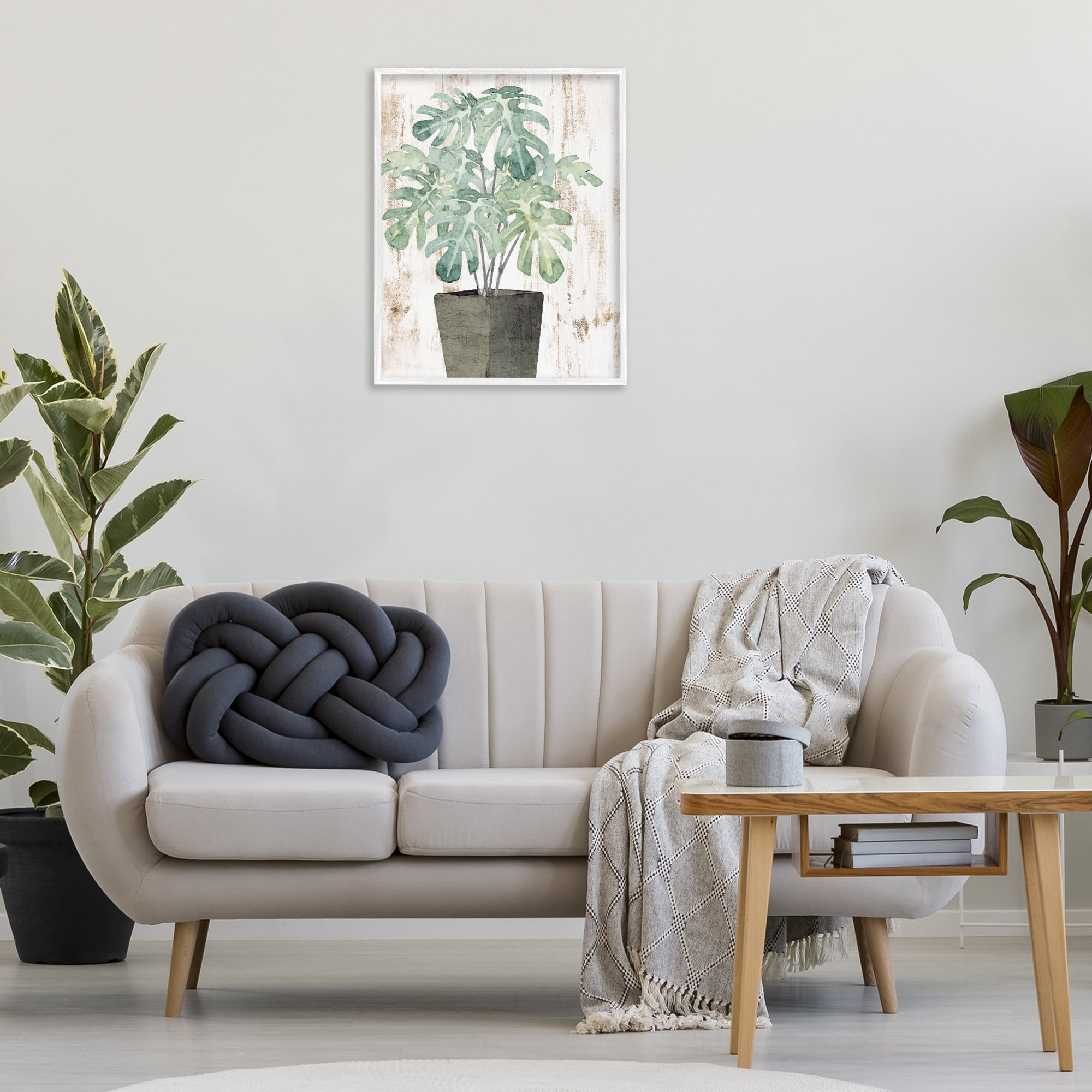 Stupell Industries Flower Pot Greenery Botanical & Floral Painting White Framed Art Print Wall Art, 24 x 30