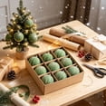 thumbnail image 6 of Hvmvliv 9 Pack Light Green Flocked Christmas Ball Ornaments with Glitter in Gift Box for Xmas Tree Decor, 6 of 6