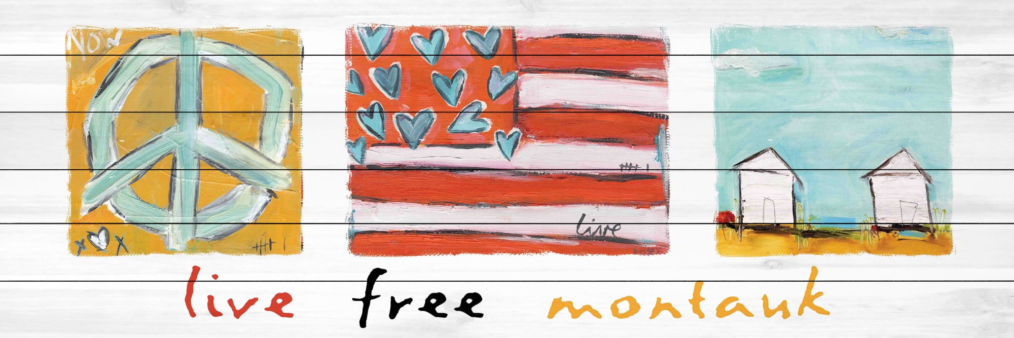 Marmont Hill "Live Free Montauk" by Tori Campisi Painting Print on White Pine Wood
