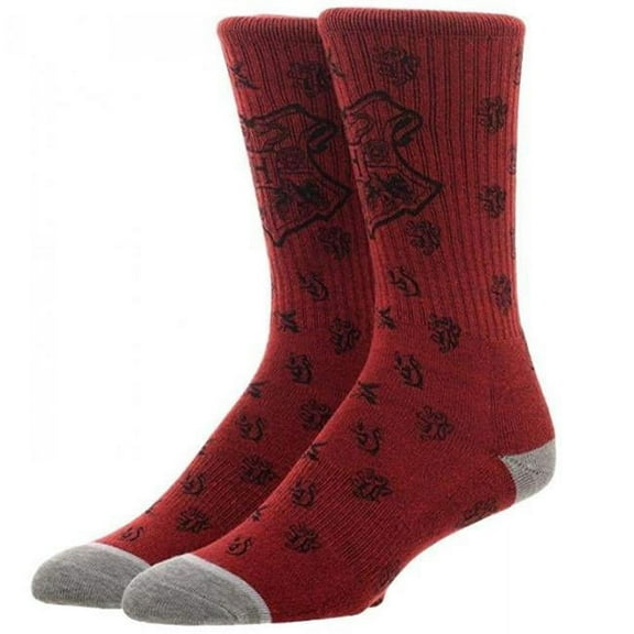 Harry Potter Hogwarts Water Print Red Men's Crew Socks