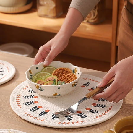 

NIUREDLTD Originally Designed Japanese Printed Heat Insulation Mat Round Mat Dinner Mat Creative Pot Mat Anti Slip Mat