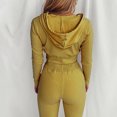 thumbnail image 4 of Mujeres con cuello en V Manga larga Tops Pantalones largos Dos piezas Conjunto sólido Traje casual Wmkox8yi bvn3091, 4 of 7
